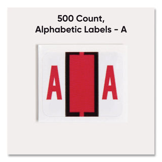 A-Z Color-Coded End Tab Filing Labels, A, 1 x 1.25, White, 500/Roll