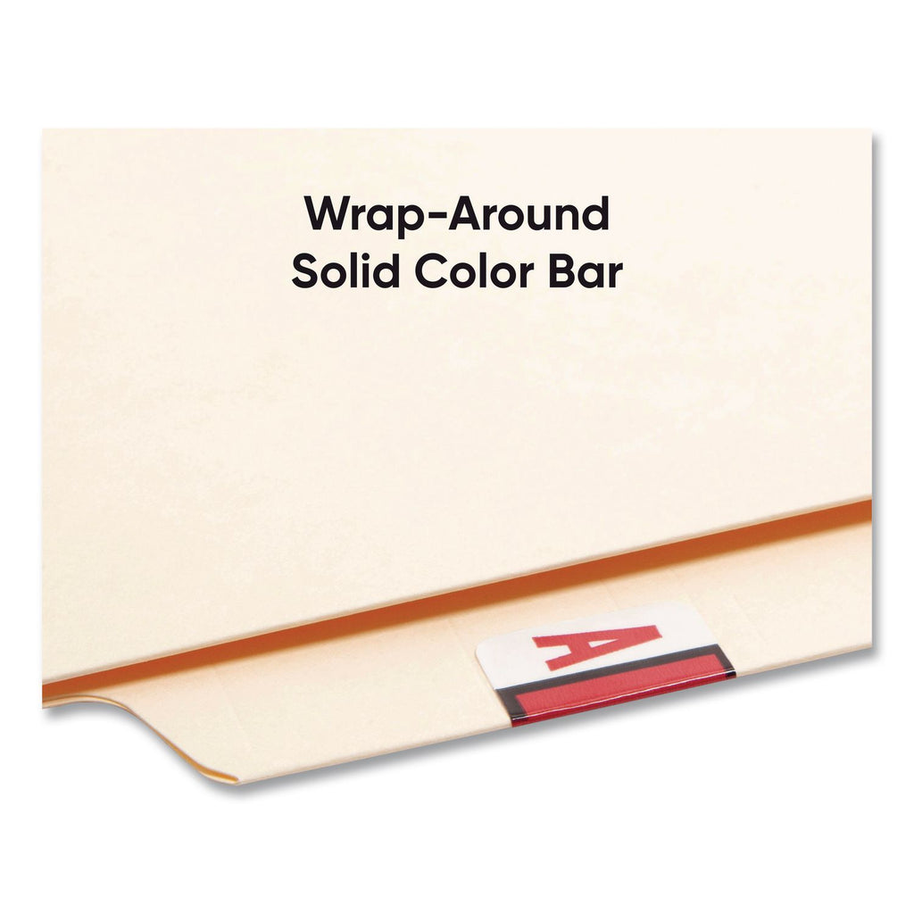 A-Z Color-Coded End Tab Filing Labels, A, 1 x 1.25, White, 500/Roll