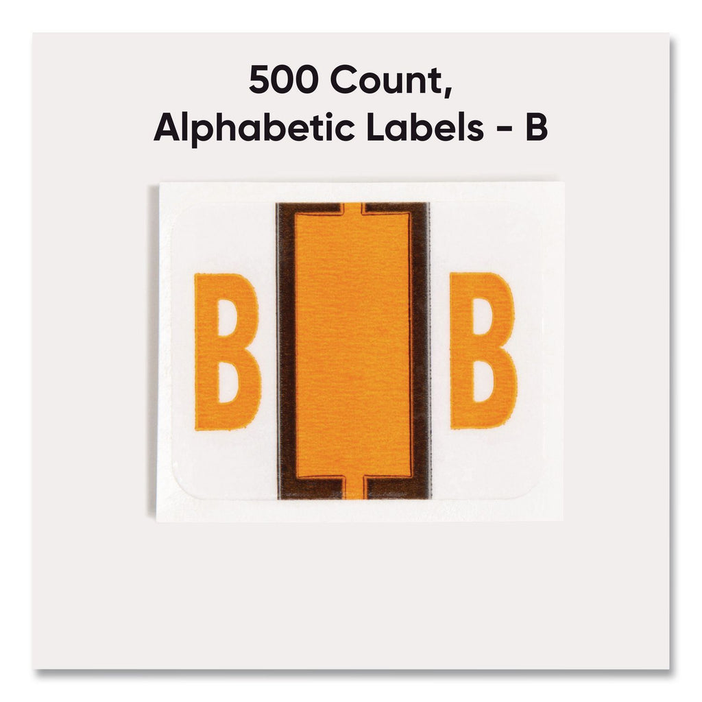 A-Z Color-Coded End Tab Filing Labels, B, 1 x 1.25, White, 500/Roll
