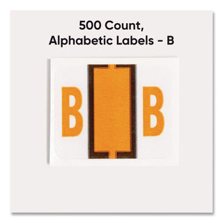 A-Z Color-Coded End Tab Filing Labels, B, 1 x 1.25, White, 500/Roll
