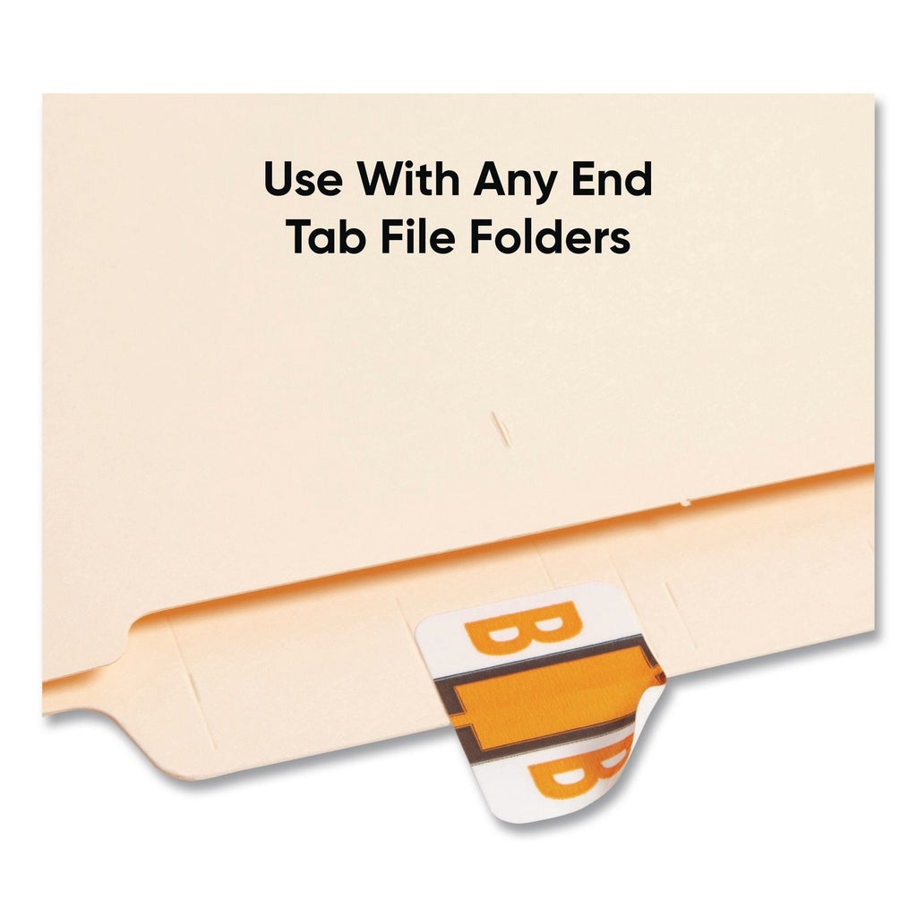 A-Z Color-Coded End Tab Filing Labels, B, 1 x 1.25, White, 500/Roll