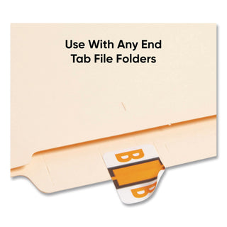 A-Z Color-Coded End Tab Filing Labels, B, 1 x 1.25, White, 500/Roll