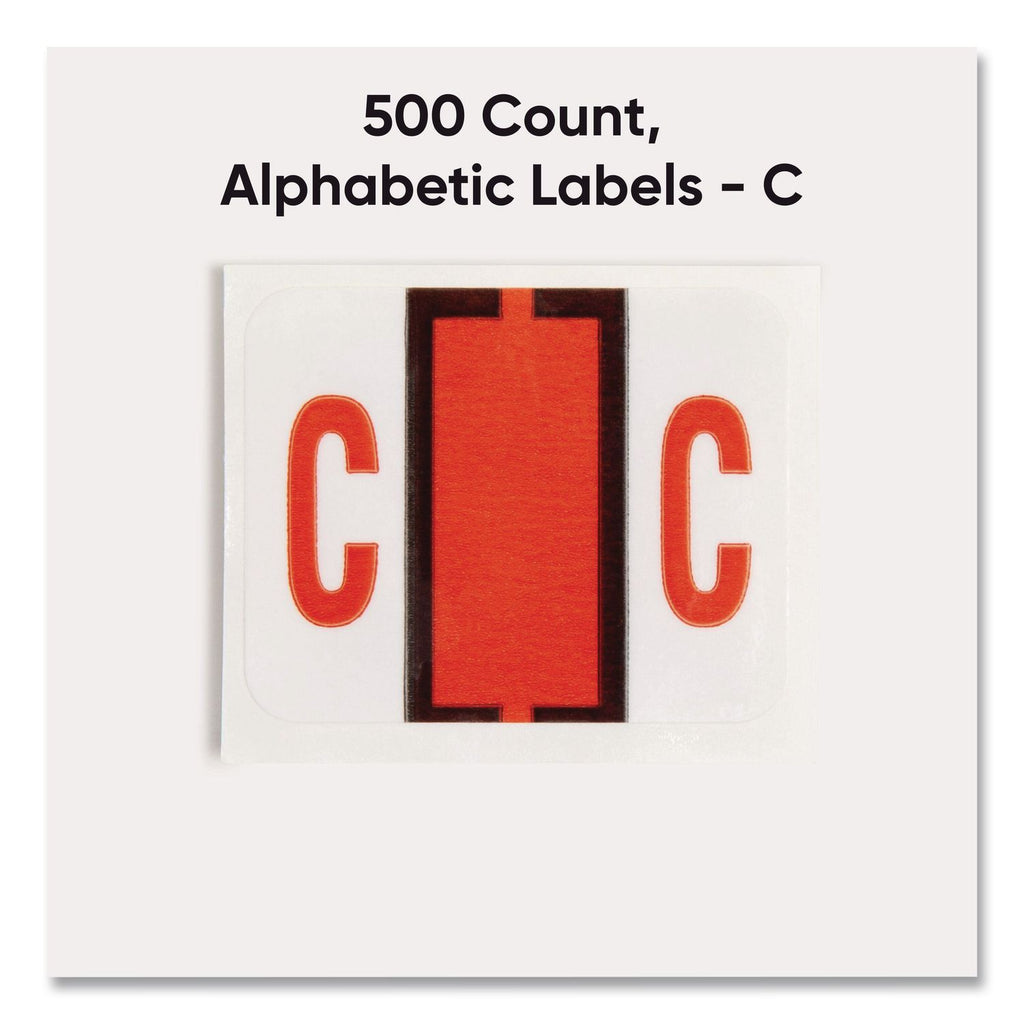 A-Z Color-Coded End Tab Filing Labels, C, 1 x 1.25, White, 500/Roll