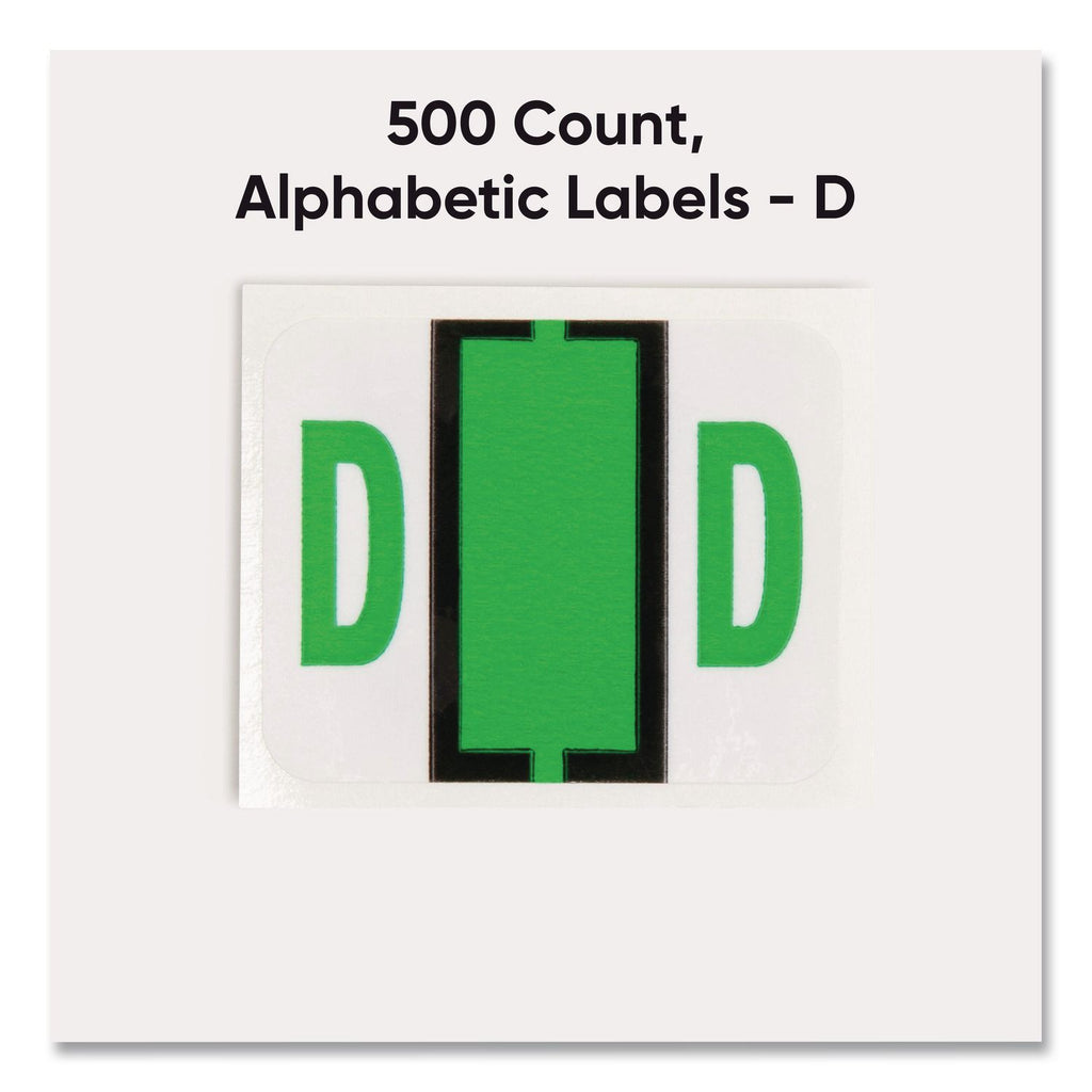 A-Z Color-Coded End Tab Filing Labels, D, 1 x 1.25, White, 500/Roll