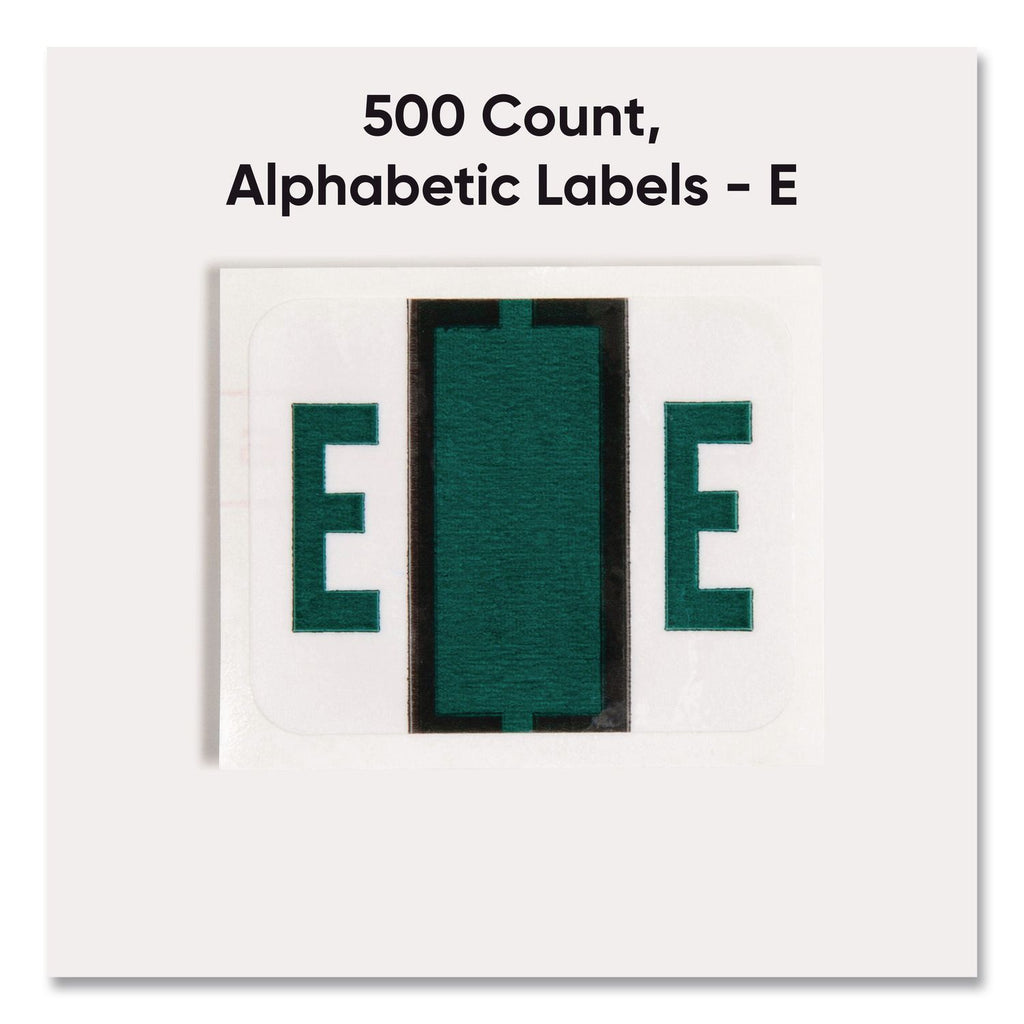 A-Z Color-Coded End Tab Filing Labels, E, 1 x 1.25, White, 500/Roll