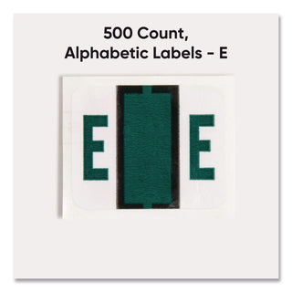 A-Z Color-Coded End Tab Filing Labels, E, 1 x 1.25, White, 500/Roll
