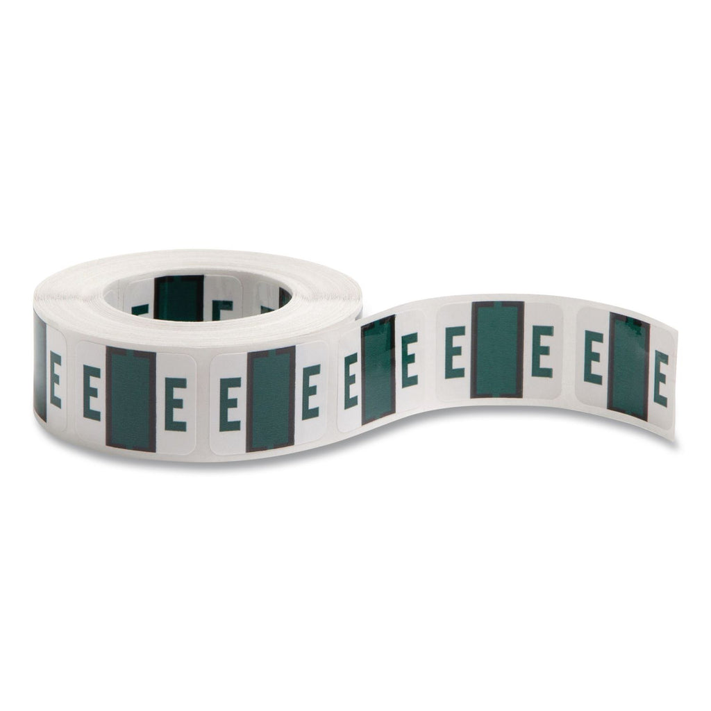 A-Z Color-Coded End Tab Filing Labels, E, 1 x 1.25, White, 500/Roll