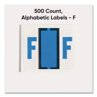 A-Z Color-Coded End Tab Filing Labels, F, 1 x 1.25, White, 500/Roll