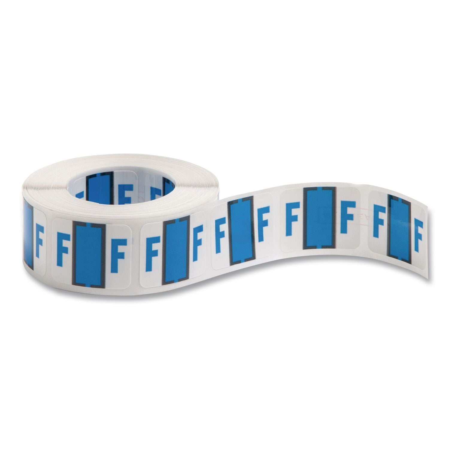 A-Z Color-Coded End Tab Filing Labels, F, 1 x 1.25, White, 500/Roll