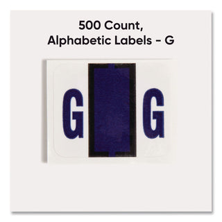 A-Z Color-Coded End Tab Filing Labels, G, 1 x 1.25, White, 500/Roll