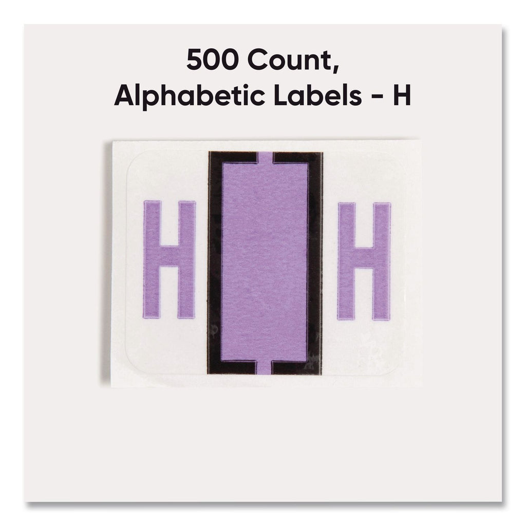 A-Z Color-Coded End Tab Filing Labels, H, 1 x 1.25, White, 500/Roll