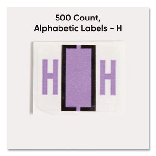 A-Z Color-Coded End Tab Filing Labels, H, 1 x 1.25, White, 500/Roll