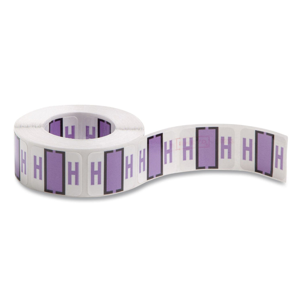 A-Z Color-Coded End Tab Filing Labels, H, 1 x 1.25, White, 500/Roll