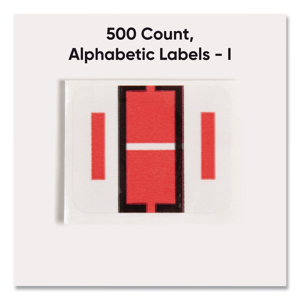 A-Z Color-Coded End Tab Filing Labels, I, 1 x 1.25, White, 500/Roll