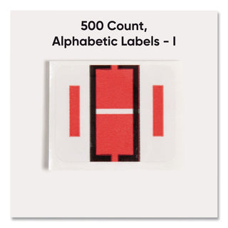 A-Z Color-Coded End Tab Filing Labels, I, 1 x 1.25, White, 500/Roll