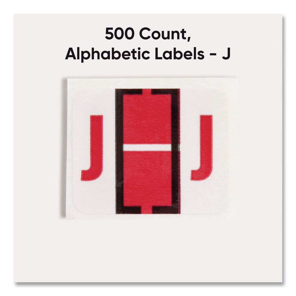 A-Z Color-Coded End Tab Filing Labels, J, 1 x 1.25, White, 500/Roll
