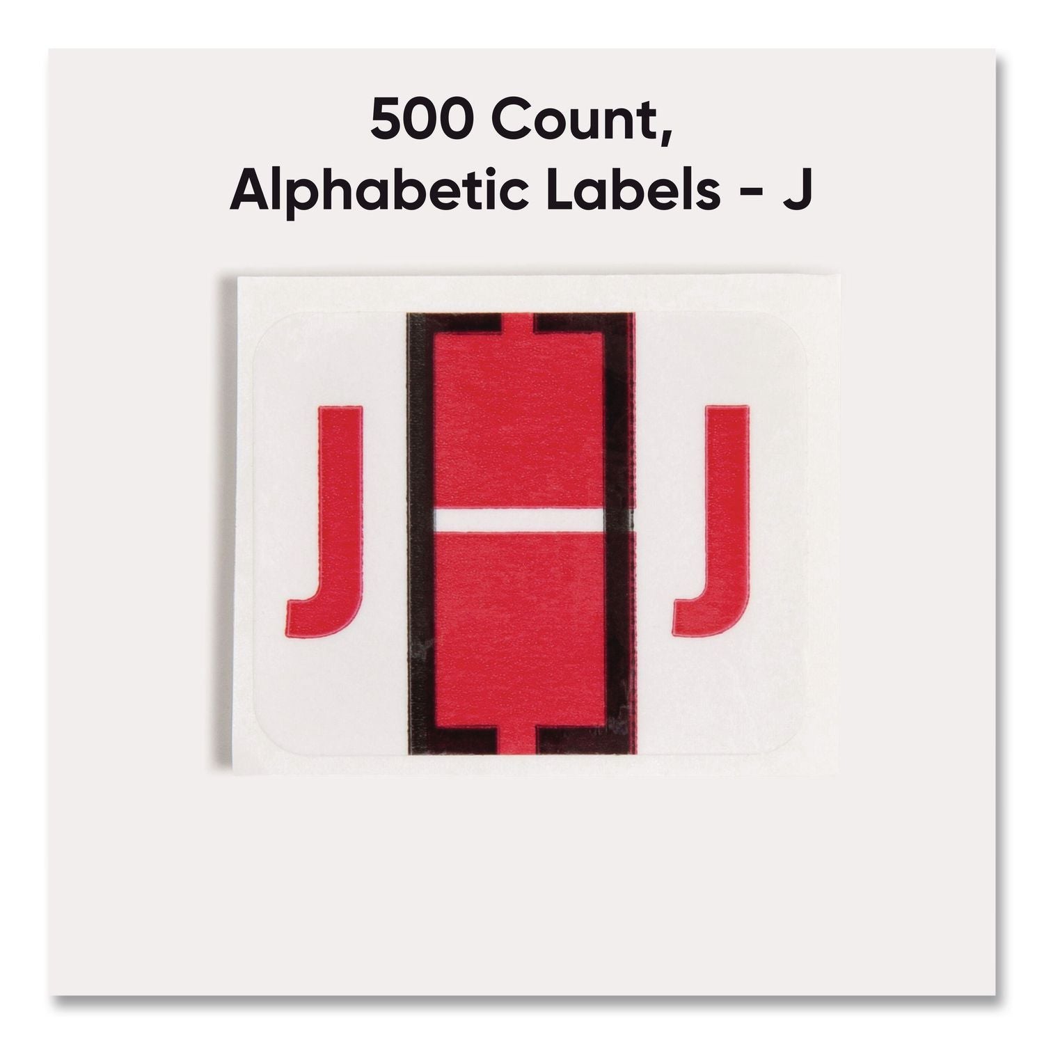 A-Z Color-Coded End Tab Filing Labels, J, 1 x 1.25, White, 500/Roll