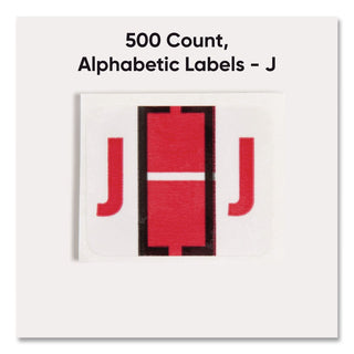 A-Z Color-Coded End Tab Filing Labels, J, 1 x 1.25, White, 500/Roll