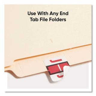 A-Z Color-Coded End Tab Filing Labels, J, 1 x 1.25, White, 500/Roll