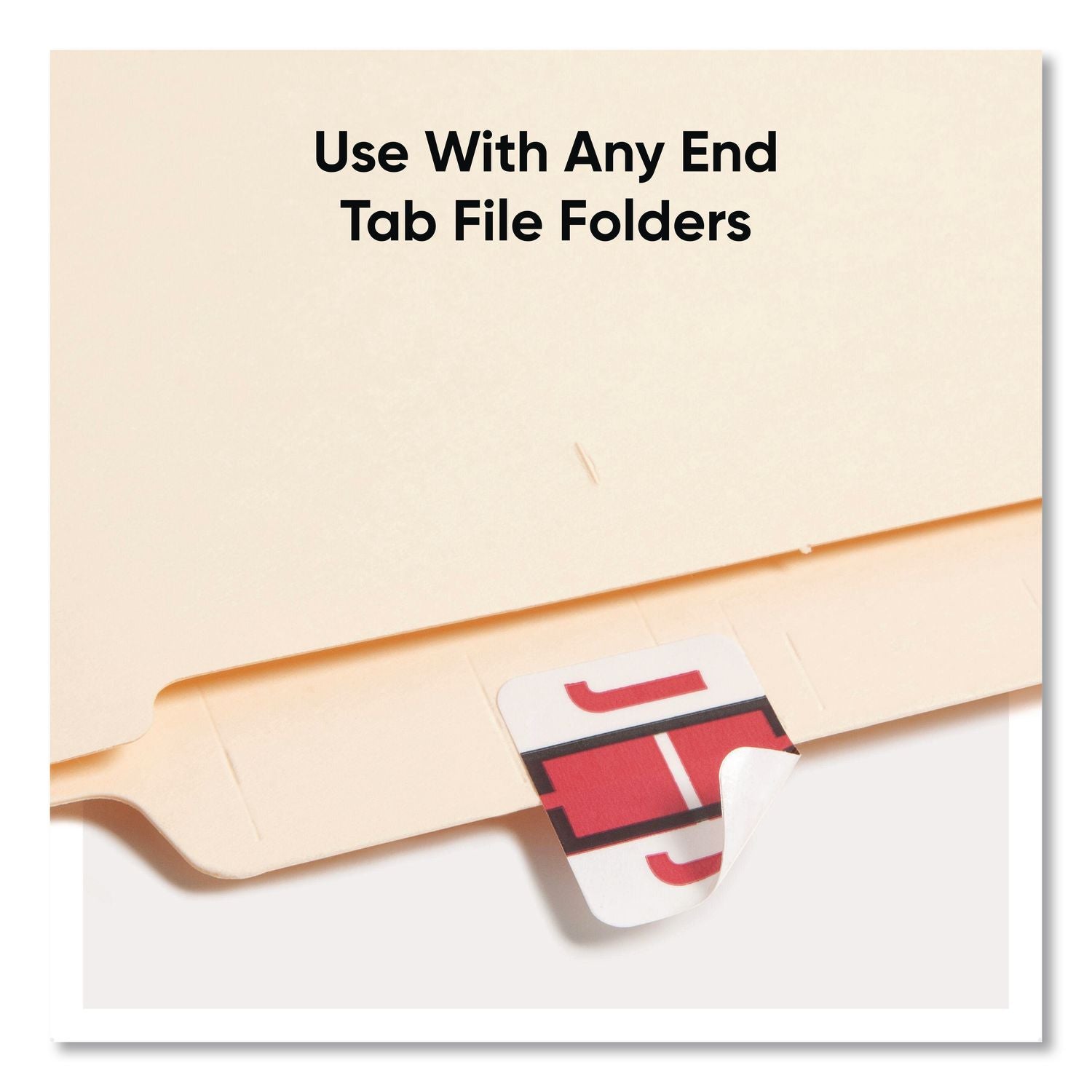 A-Z Color-Coded End Tab Filing Labels, J, 1 x 1.25, White, 500/Roll