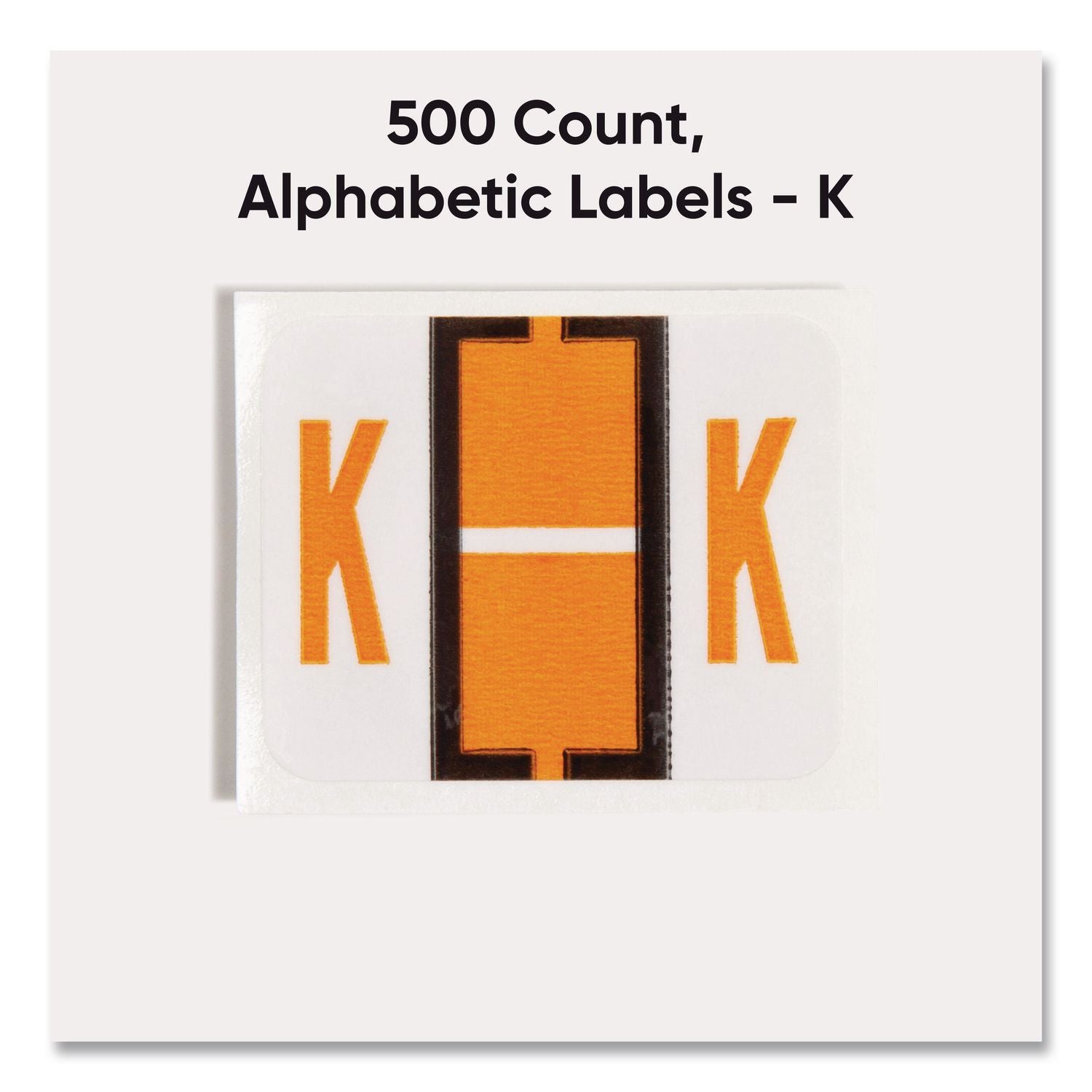 A-Z Color-Coded End Tab Filing Labels, K, 1 x 1.25, White, 500/Roll
