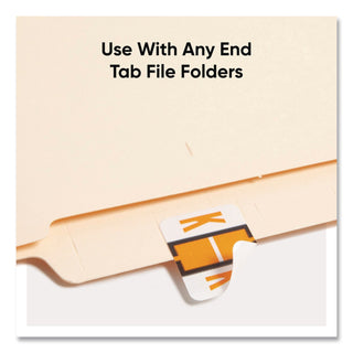 A-Z Color-Coded End Tab Filing Labels, K, 1 x 1.25, White, 500/Roll