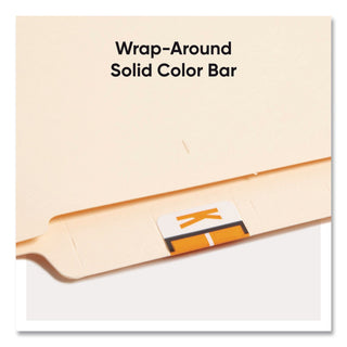A-Z Color-Coded End Tab Filing Labels, K, 1 x 1.25, White, 500/Roll