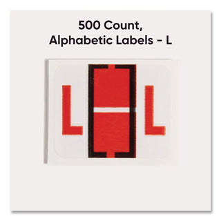 A-Z Color-Coded End Tab Filing Labels, L, 1 x 1.25, White, 500/Roll