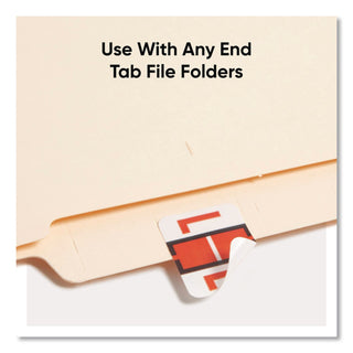 A-Z Color-Coded End Tab Filing Labels, L, 1 x 1.25, White, 500/Roll