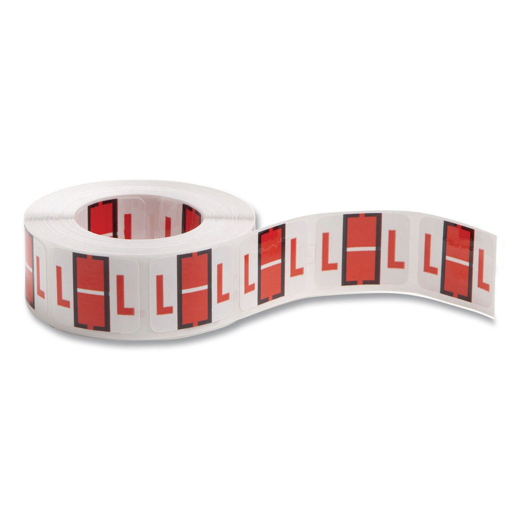 A-Z Color-Coded End Tab Filing Labels, L, 1 x 1.25, White, 500/Roll