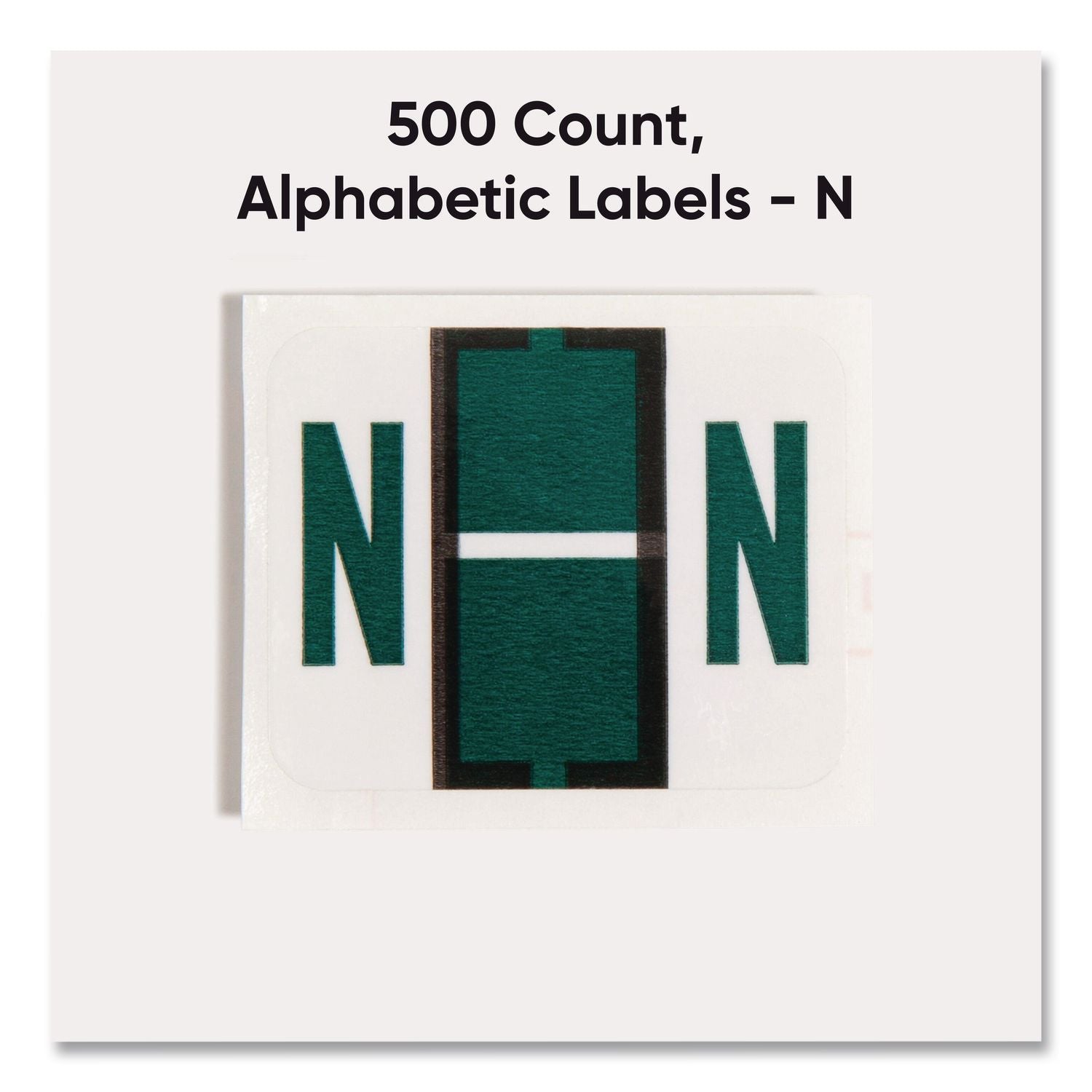 A-Z Color-Coded End Tab Filing Labels, N, 1 x 1.25, White, 500/Roll