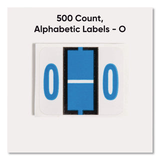 A-Z Color-Coded End Tab Filing Labels, O, 1 x 1.25, White, 500/Roll