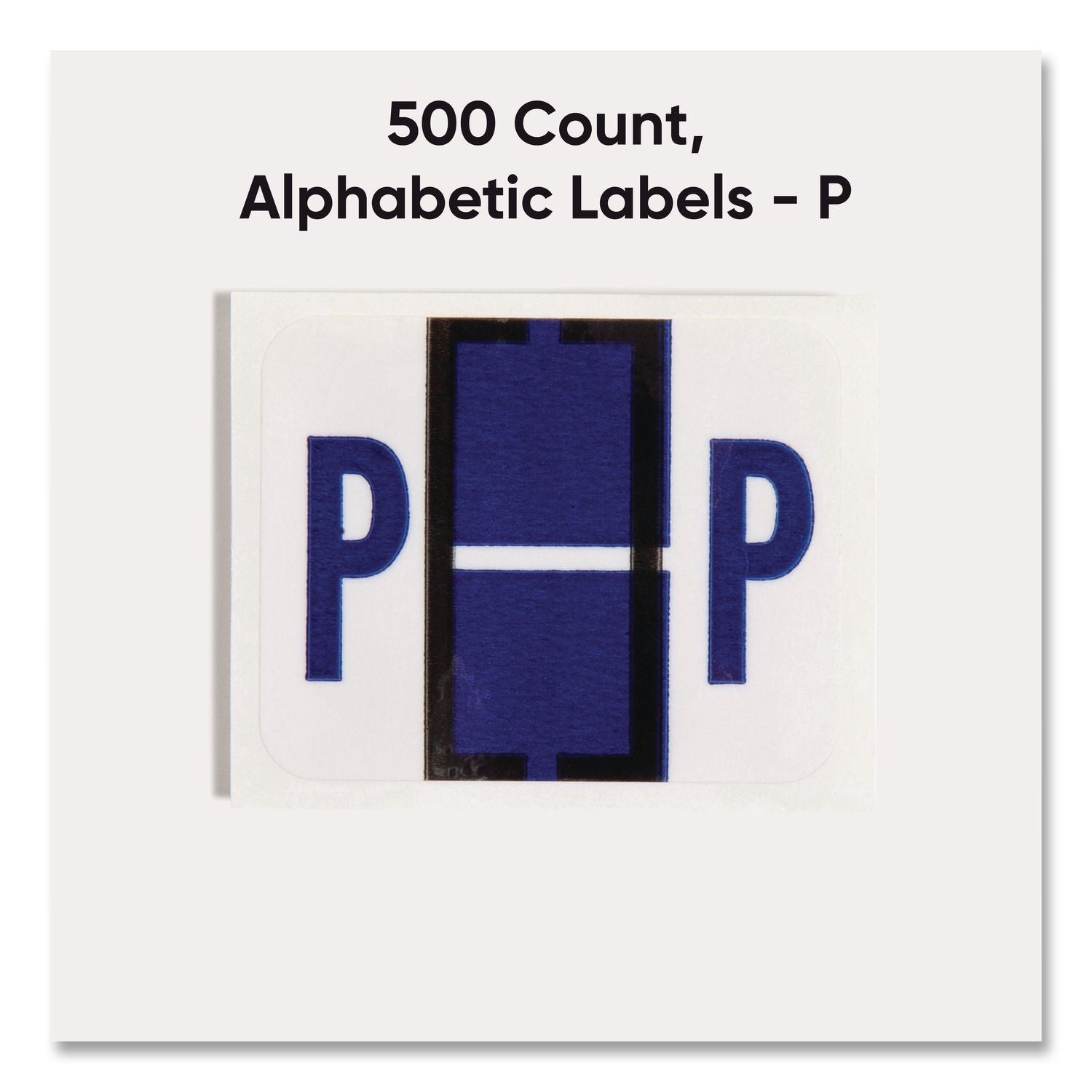 A-Z Color-Coded End Tab Filing Labels, P, 1 x 1.25, White, 500/Roll