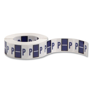 A-Z Color-Coded End Tab Filing Labels, P, 1 x 1.25, White, 500/Roll