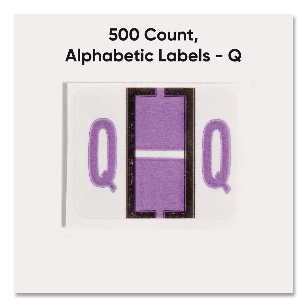 A-Z Color-Coded End Tab Filing Labels, Q, 1 x 1.25, White, 500/Roll