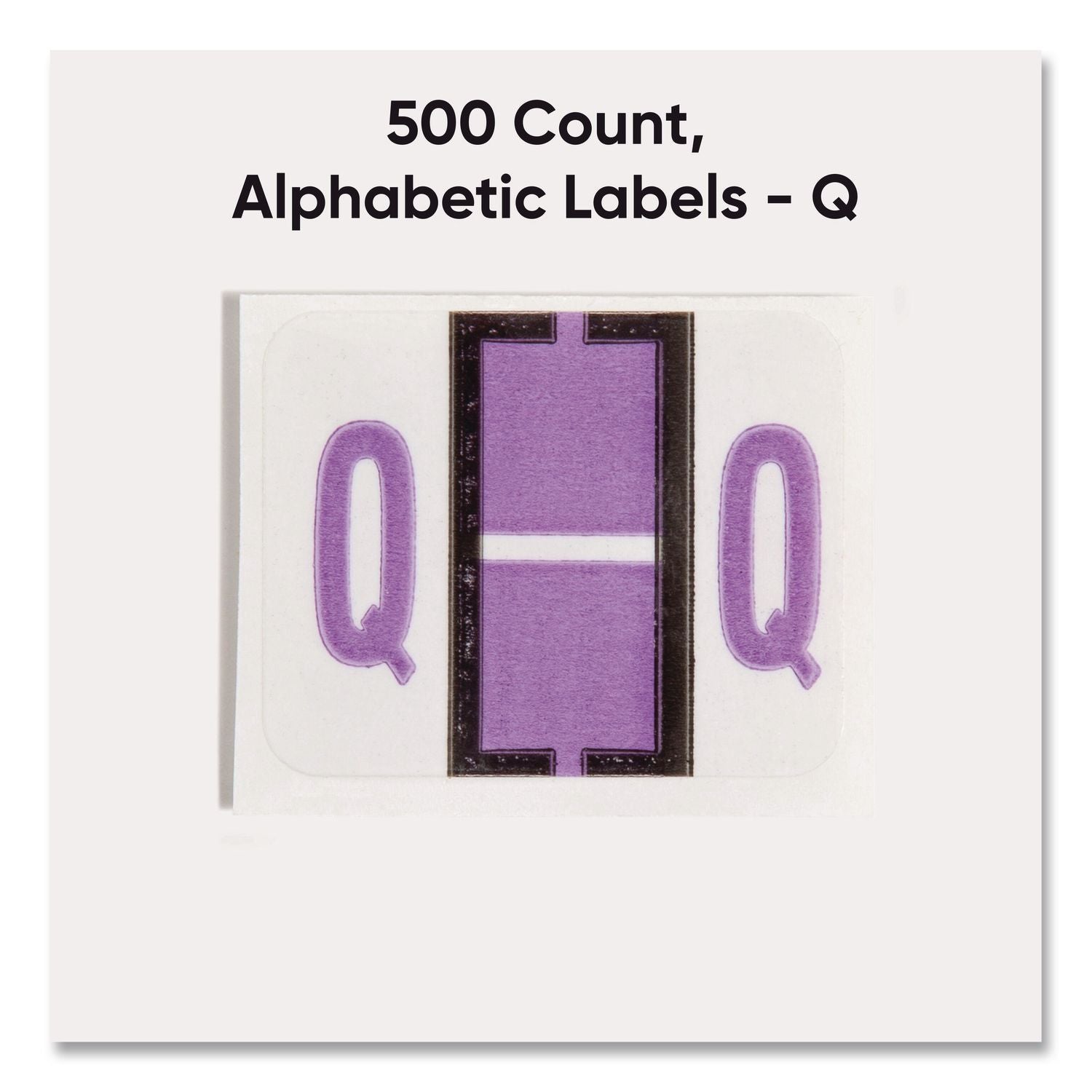 A-Z Color-Coded End Tab Filing Labels, Q, 1 x 1.25, White, 500/Roll