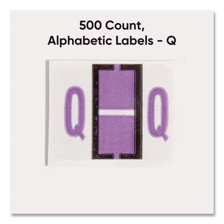 A-Z Color-Coded End Tab Filing Labels, Q, 1 x 1.25, White, 500/Roll