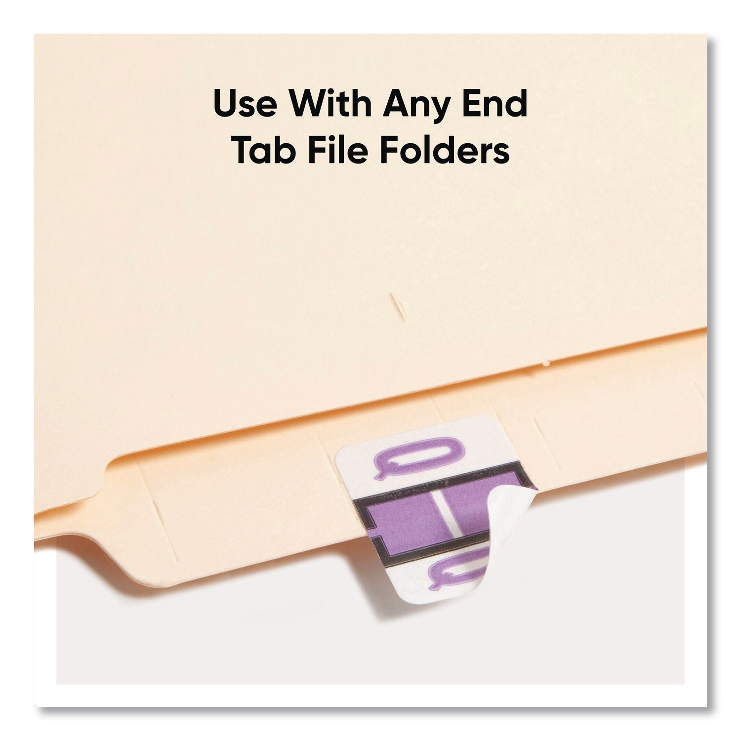 A-Z Color-Coded End Tab Filing Labels, Q, 1 x 1.25, White, 500/Roll