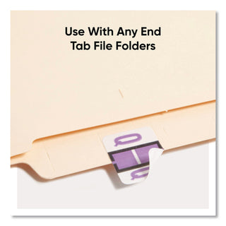 A-Z Color-Coded End Tab Filing Labels, Q, 1 x 1.25, White, 500/Roll