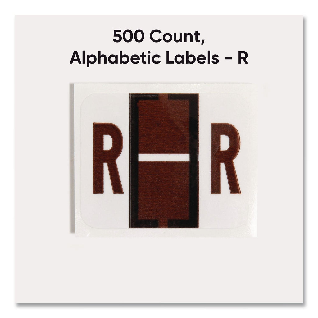 A-Z Color-Coded End Tab Filing Labels, R, 1 x 1.25, White, 500/Roll