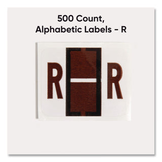 A-Z Color-Coded End Tab Filing Labels, R, 1 x 1.25, White, 500/Roll