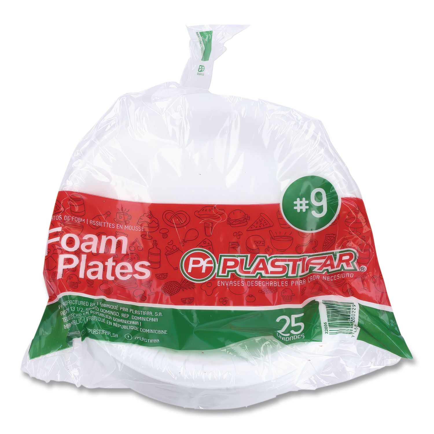 Foam Dinnerware, Plate, 9", White, 25/Pack, 20 Packs/Carton