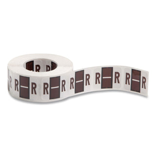 A-Z Color-Coded End Tab Filing Labels, R, 1 x 1.25, White, 500/Roll