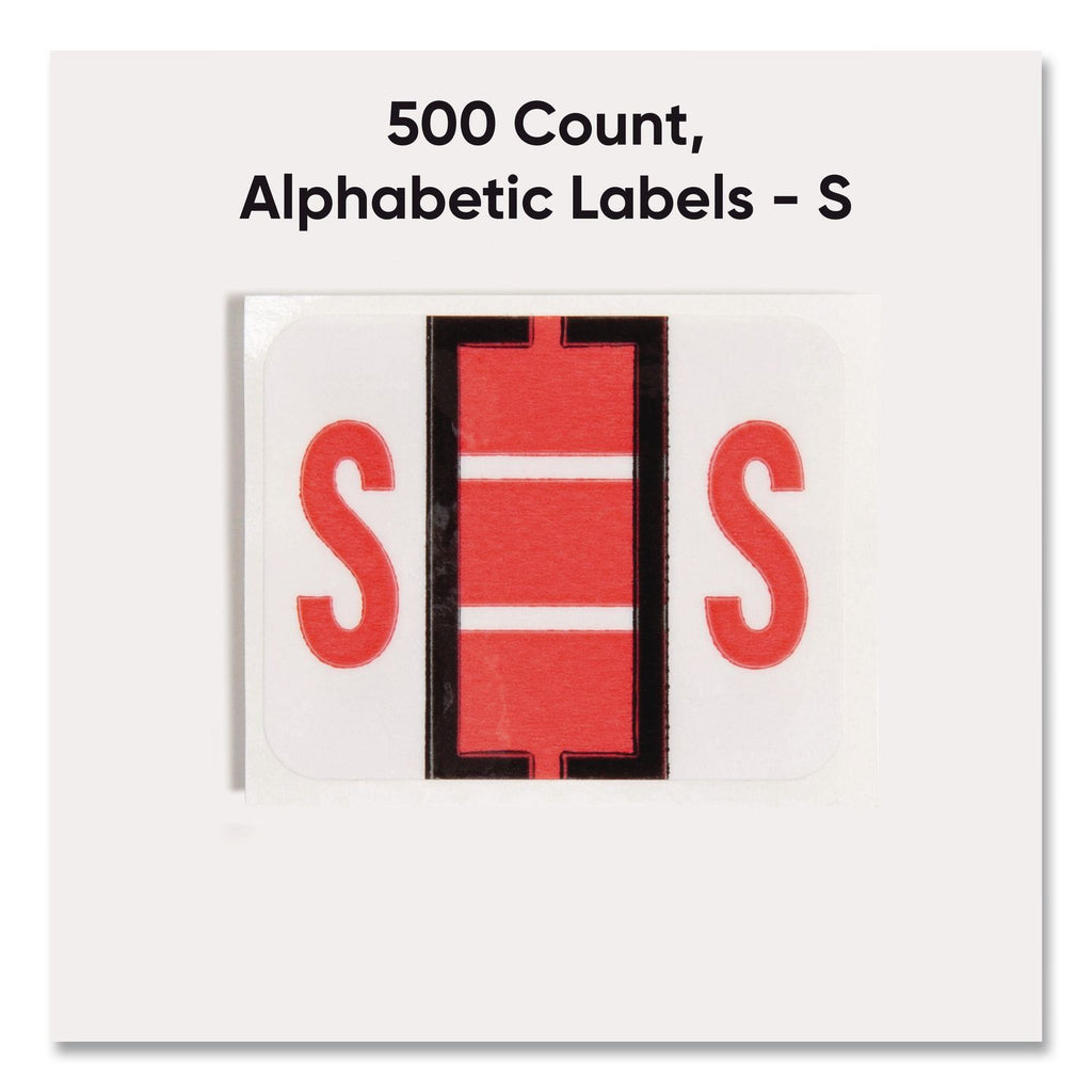 A-Z Color-Coded End Tab Filing Labels, S, 1 x 1.25, White, 500/Roll
