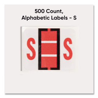 A-Z Color-Coded End Tab Filing Labels, S, 1 x 1.25, White, 500/Roll