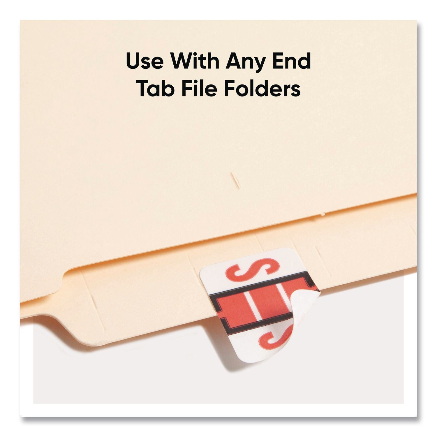 A-Z Color-Coded End Tab Filing Labels, S, 1 x 1.25, White, 500/Roll
