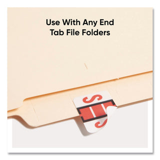 A-Z Color-Coded End Tab Filing Labels, S, 1 x 1.25, White, 500/Roll