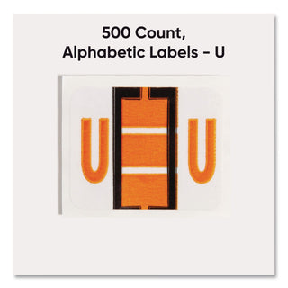A-Z Color-Coded End Tab Filing Labels, U, 1 x 1.25, White, 500/Roll