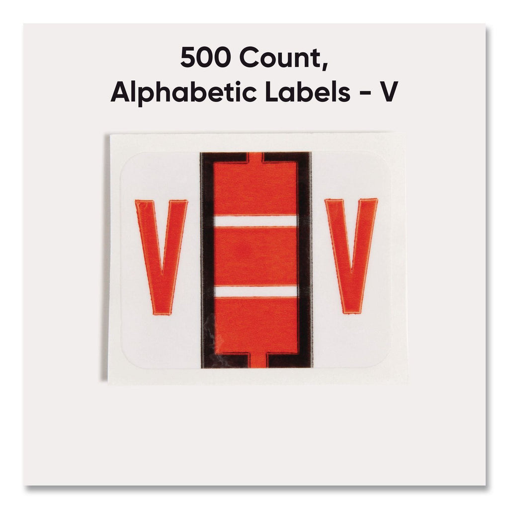 A-Z Color-Coded End Tab Filing Labels, V, 1 x 1.25, White, 500/Roll