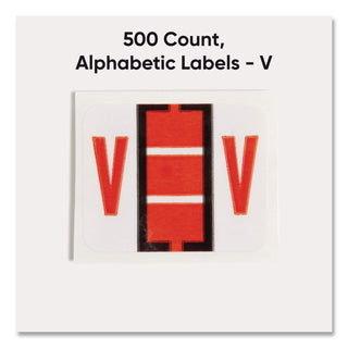 A-Z Color-Coded End Tab Filing Labels, V, 1 x 1.25, White, 500/Roll